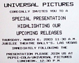 Universal Pictures ticket